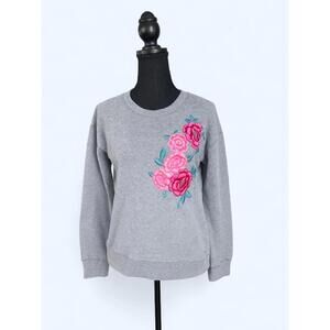 🌸 Vintage Y2K Hollister Embroidered Rose Crewneck Sweatshirt 🌸 Size Small